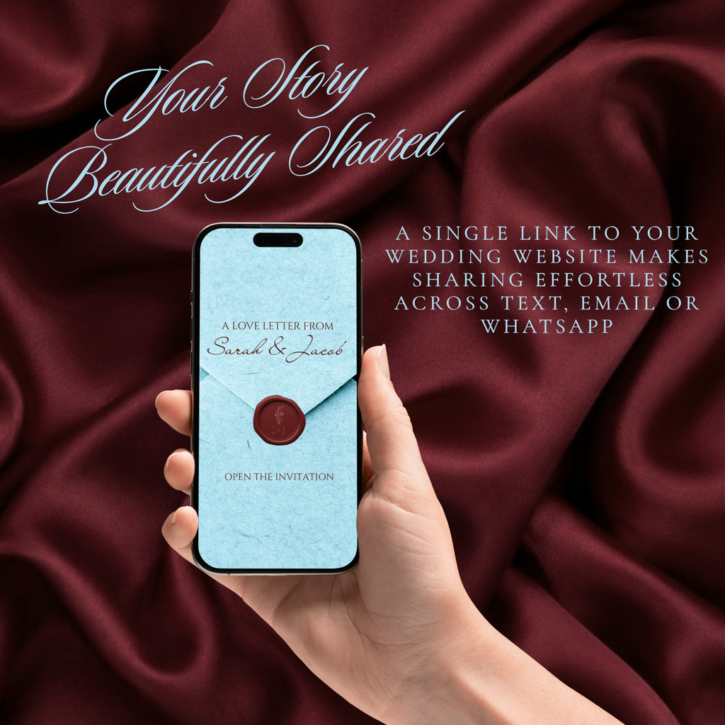 Burgundy and Blue Wedding Save the Date