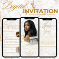 White and Gold Birthday Invite