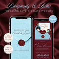 Burgundy and Blue Wedding Save the Date