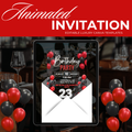 Black and Red Envelope Birthday Invite
