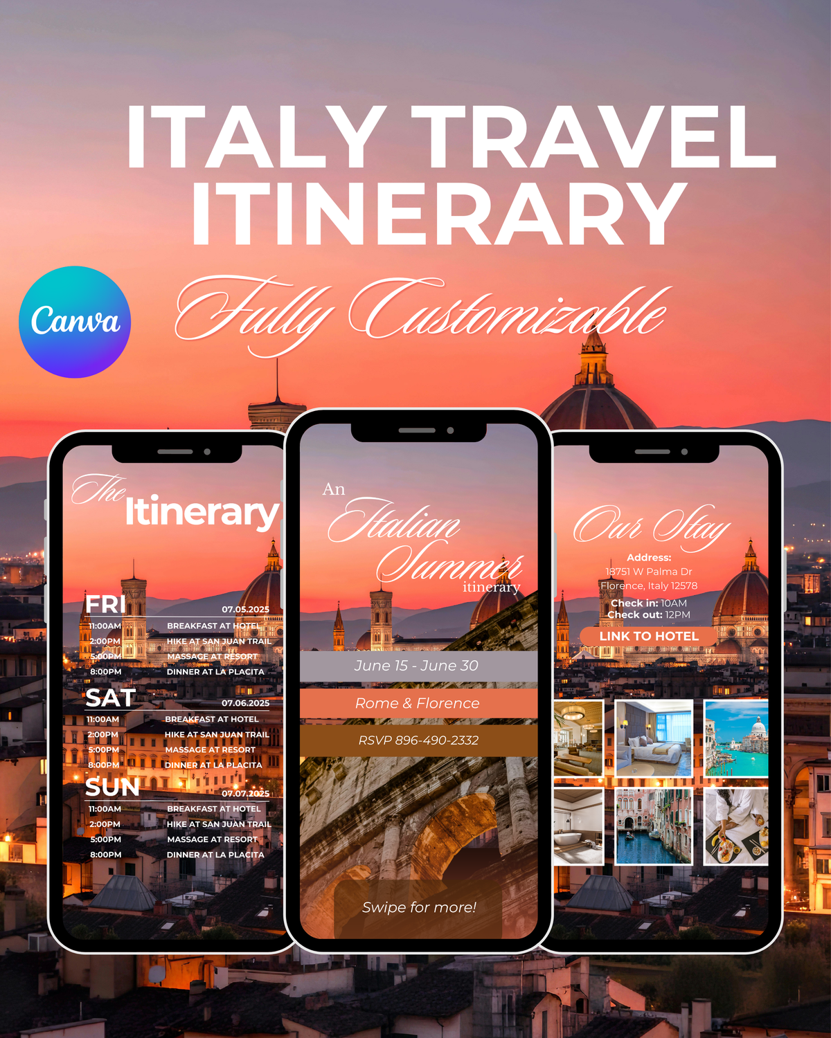 Italy Trip Itinerary Template