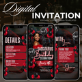 Black and Red Sagittarius Birthday Invite