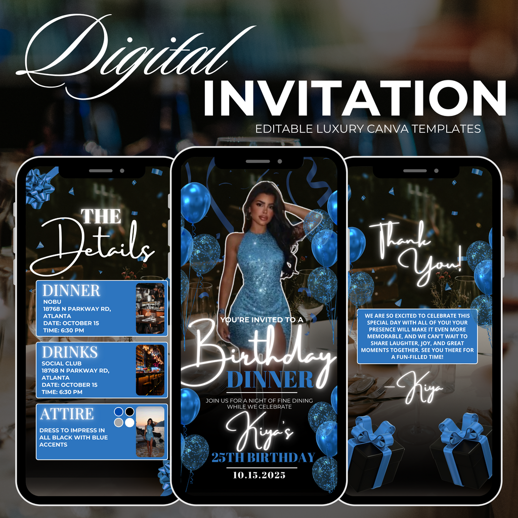 Blue Birthday Invite