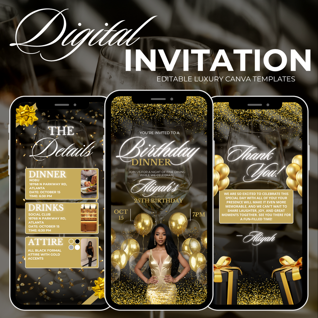 Gold Birthday Invite