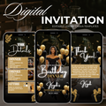 Gold and Black Birthday Invite