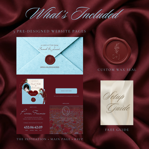Burgundy and Blue Wedding Save the Date