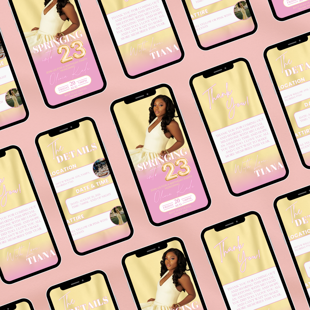 Pastel Pink and Yellow Birthday Invite