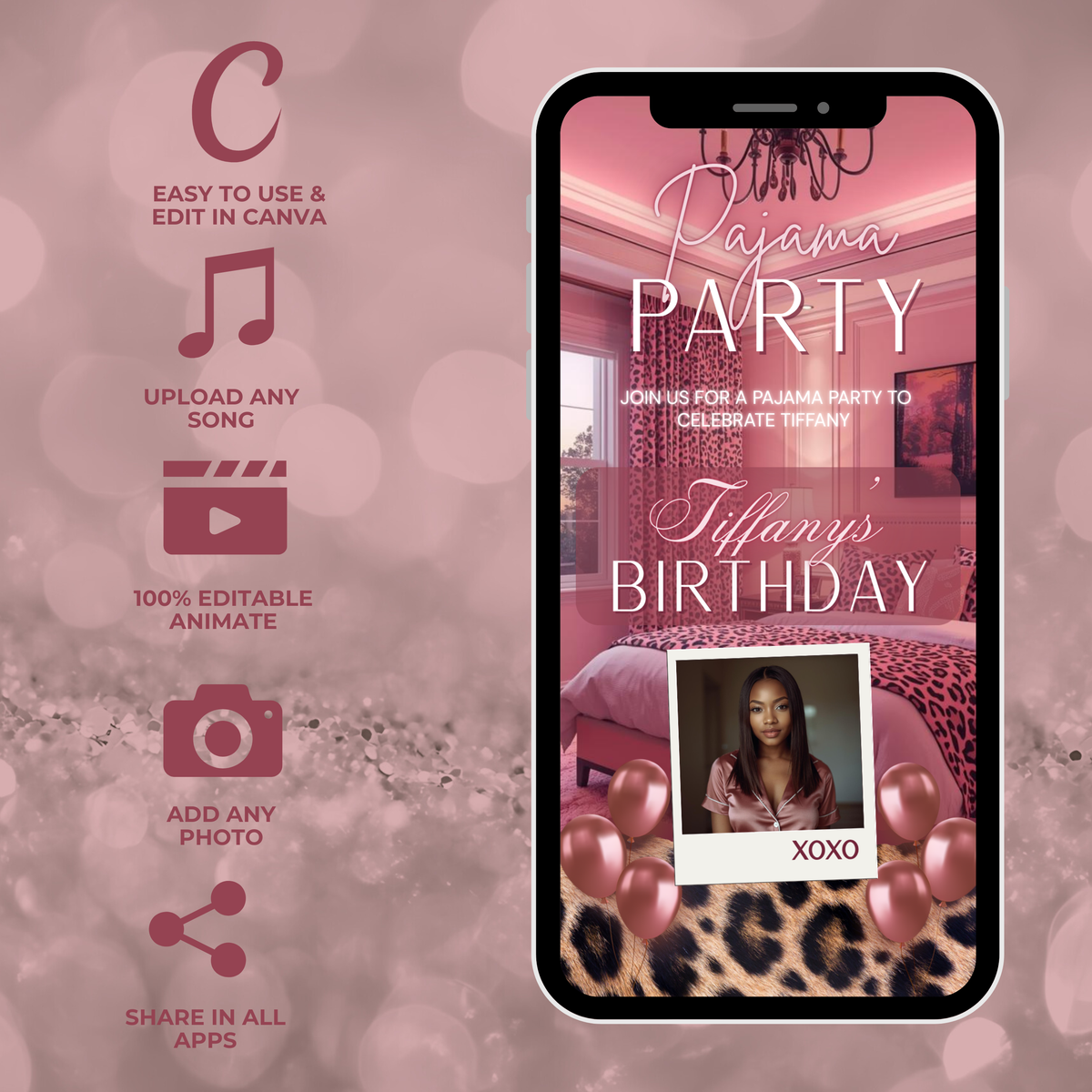 Girls Pajama Party/Birthday Invite