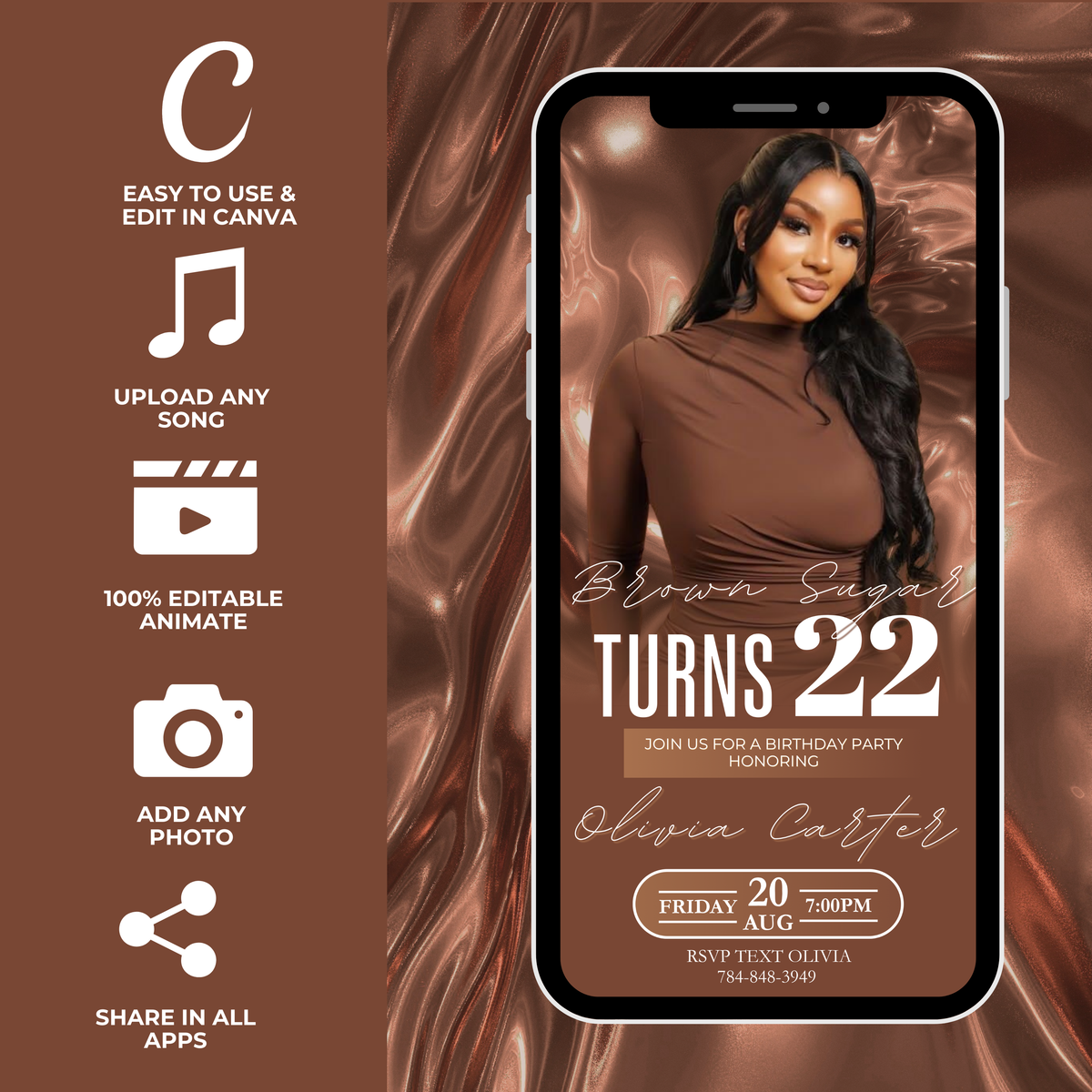 Brown Sugar Birthday Invite