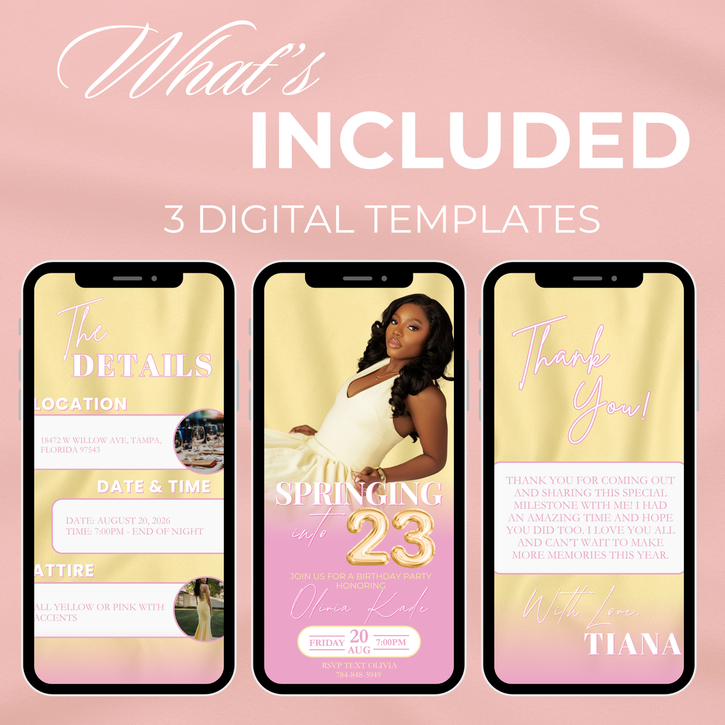 Pastel Pink and Yellow Birthday Invite