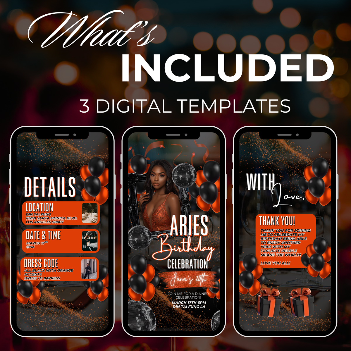 Orange Aries Birthday Invite