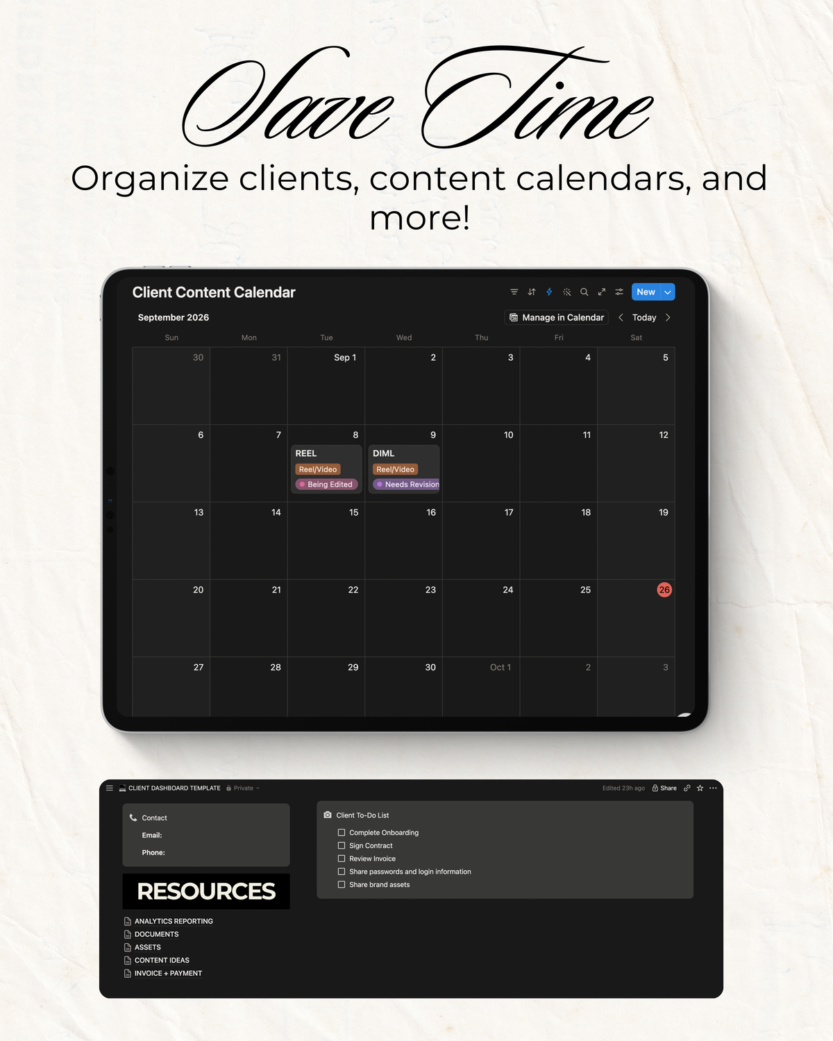 Social Media Manager Client Dashboard Template