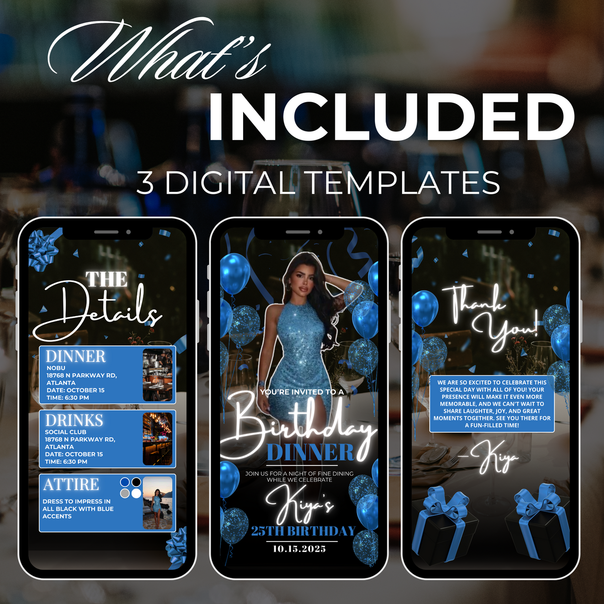 Blue Birthday Invite