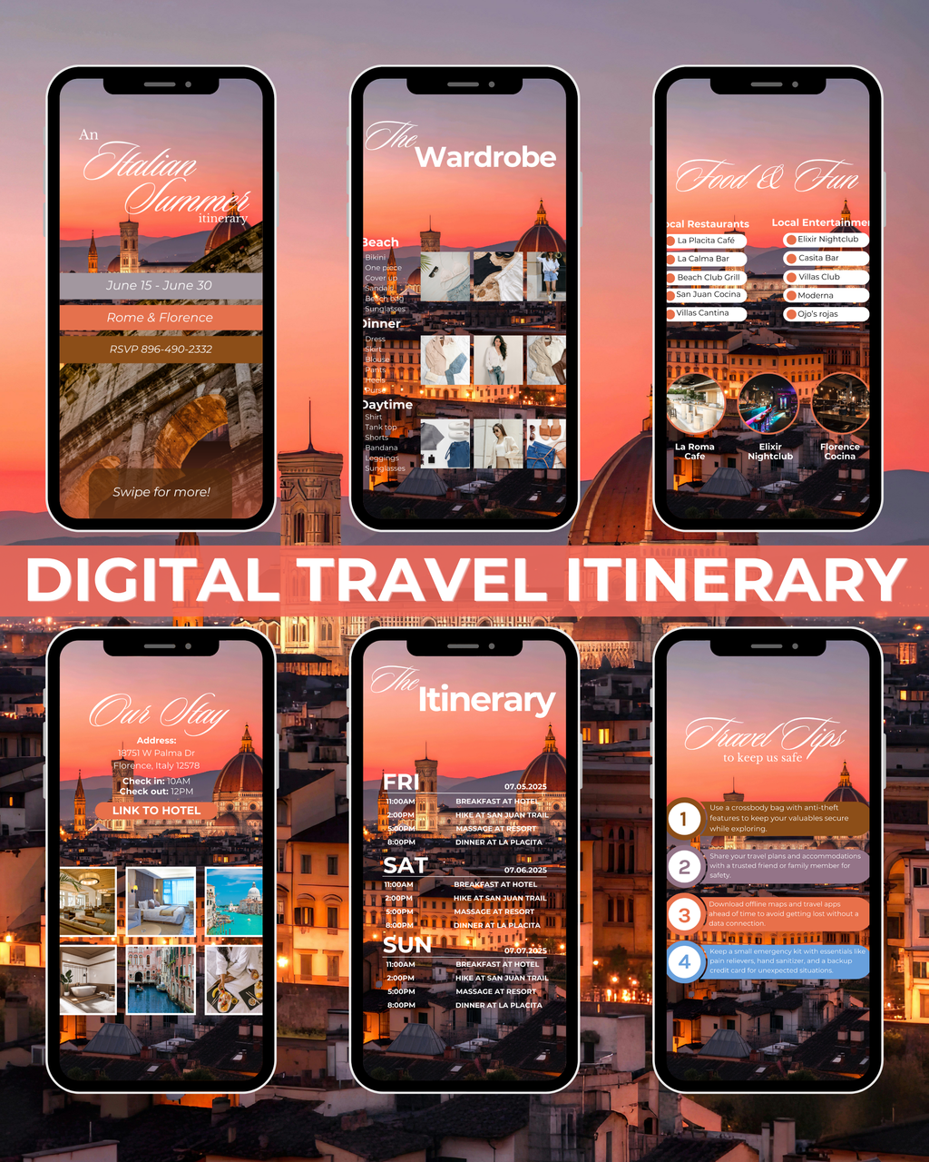 Italy Trip Itinerary Template