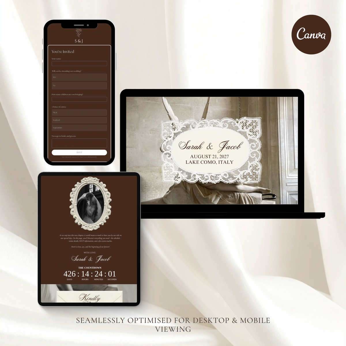 Brown and Beige Save the Date Wedding Invite/Website
