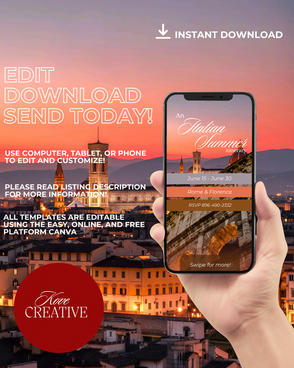 Italy Trip Itinerary Template