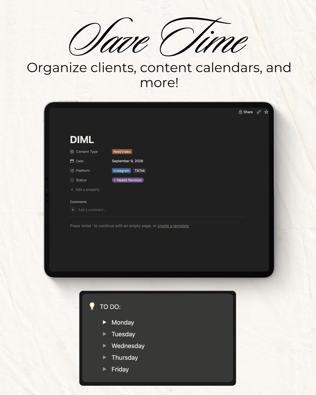 Social Media Manager Client Dashboard Template