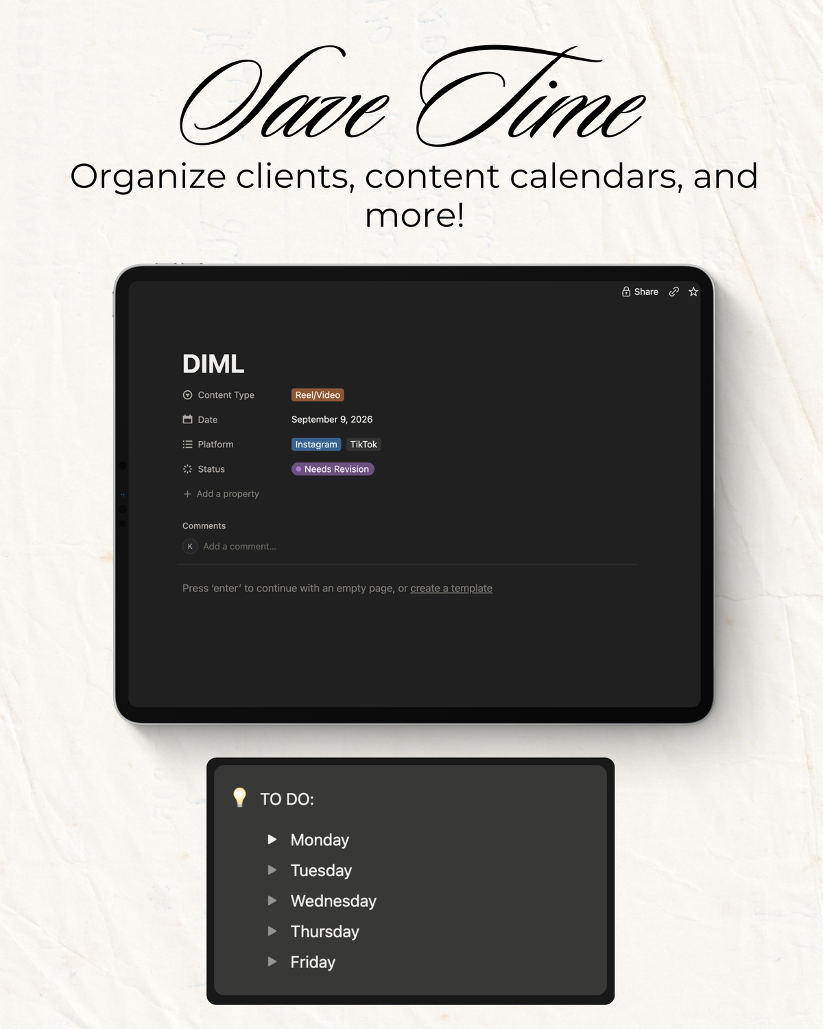 Social Media Manager Client Dashboard Template