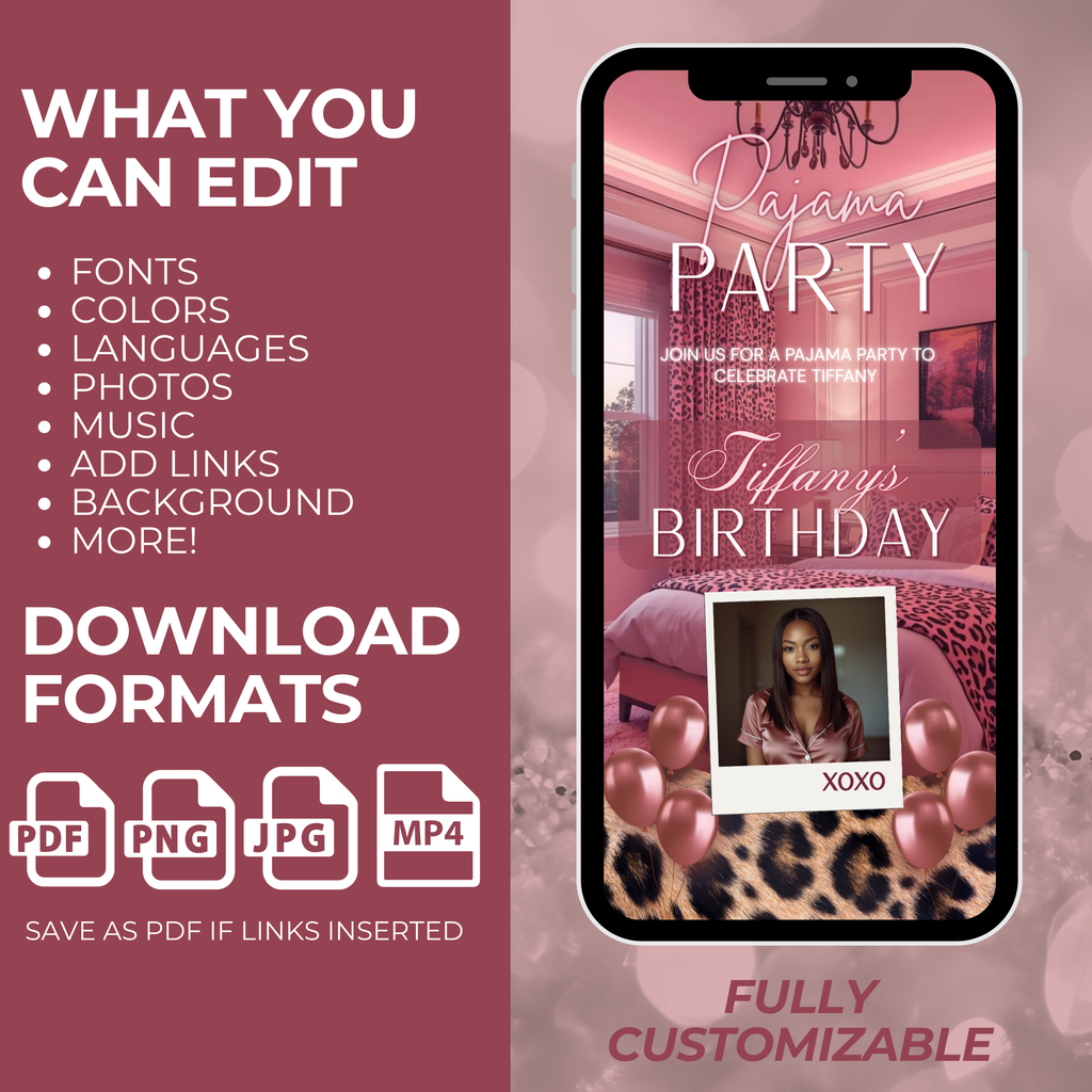 Girls Pajama Party/Birthday Invite