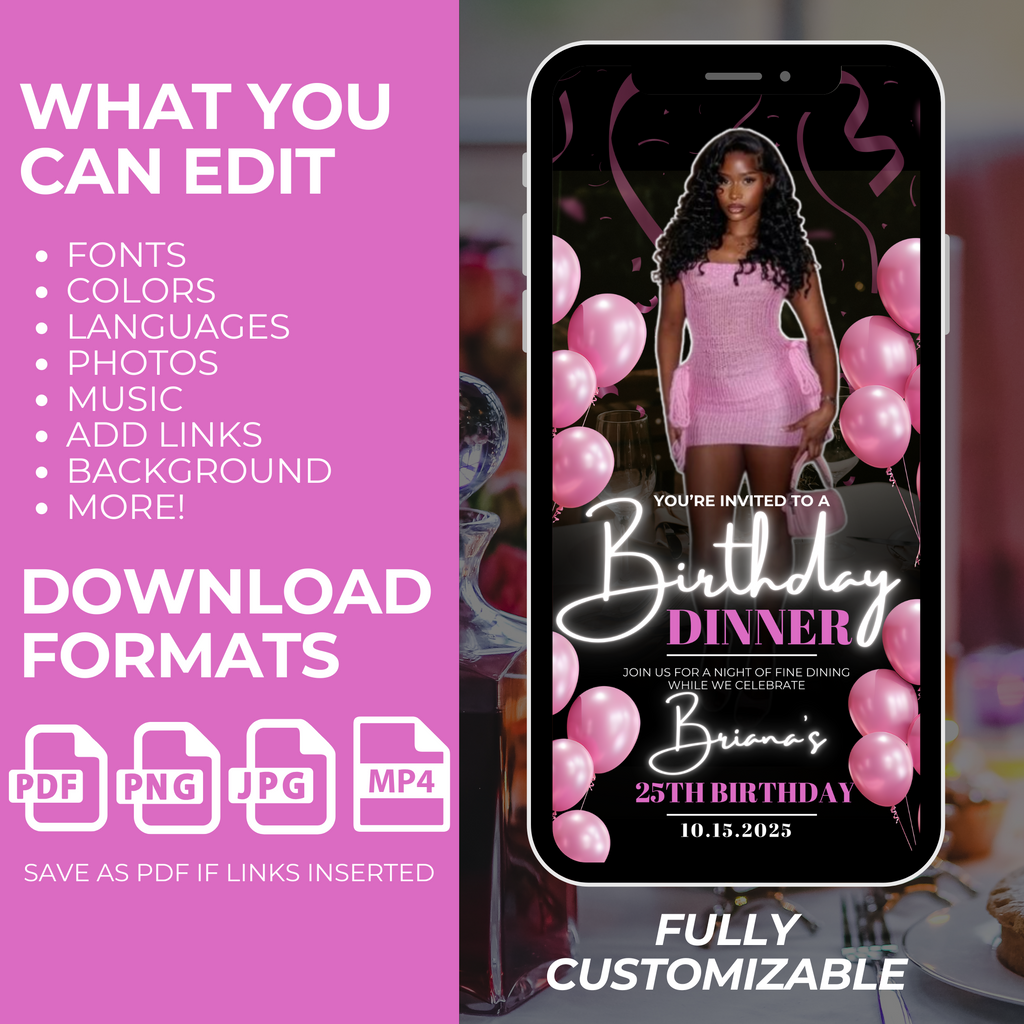 Pink Birthday Invite