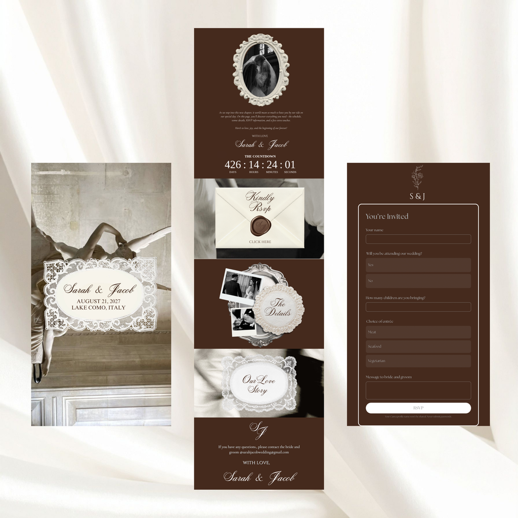 Brown and Beige Save the Date Wedding Invite/Website