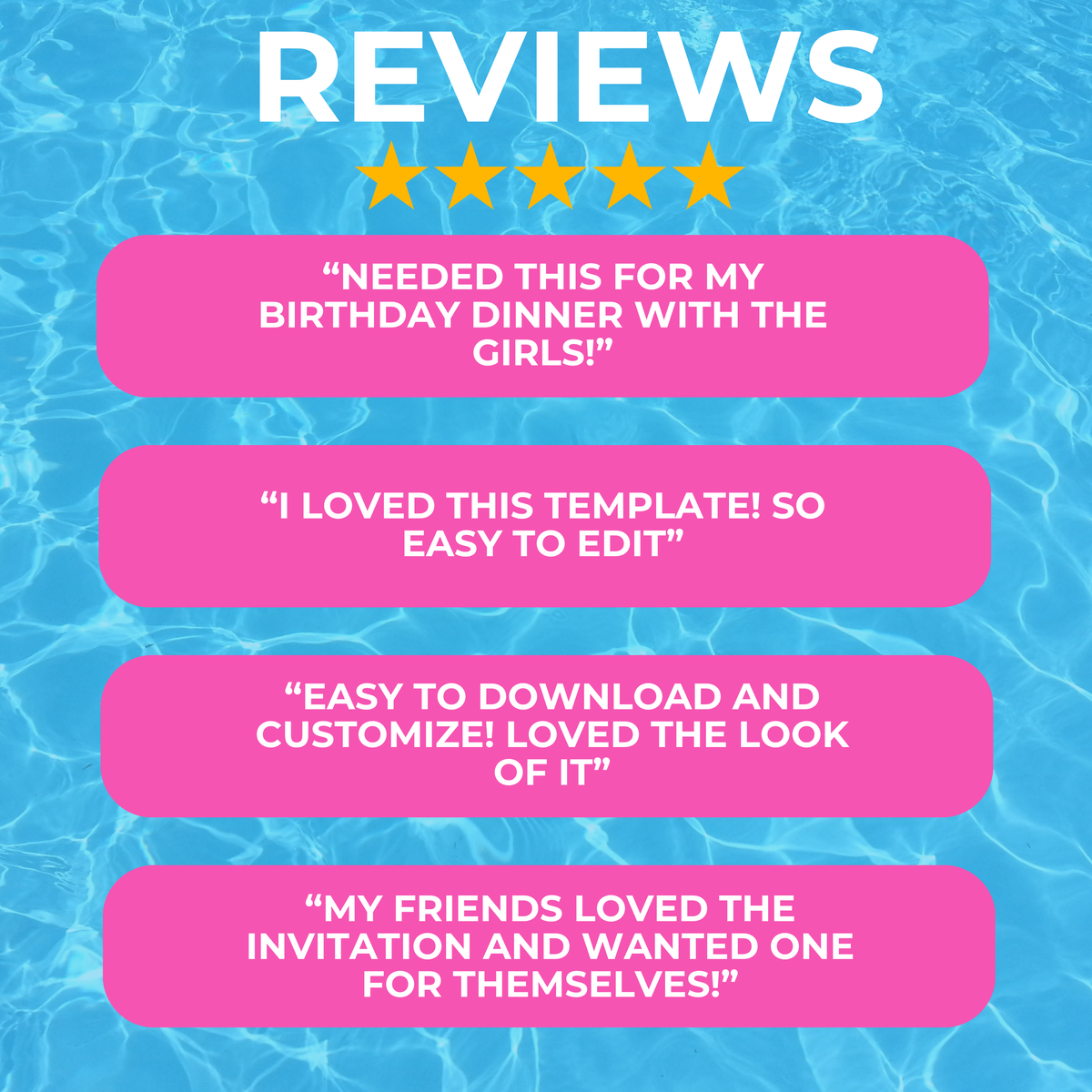 Blue and Pink Pool Party Invite