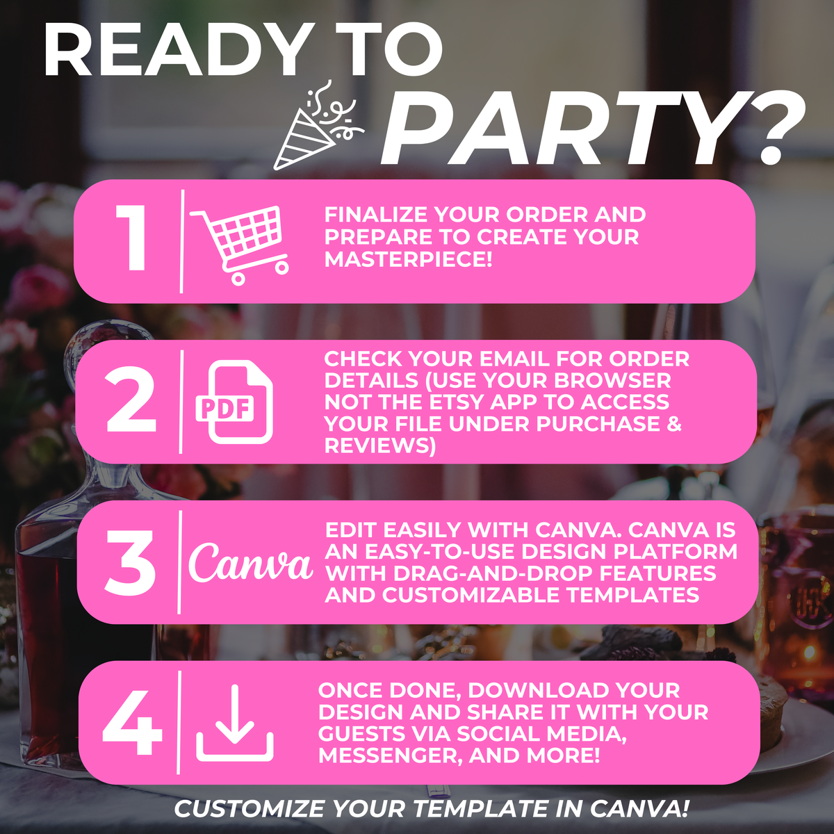 Pink and Black Birthday Invite