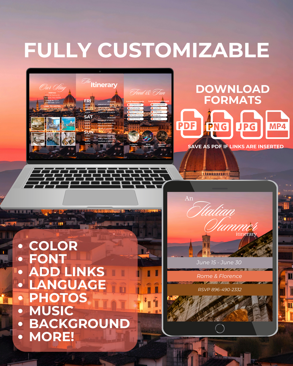 Italy Trip Itinerary Template