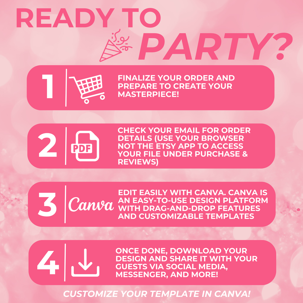 Pink and White Birthday Invite (50 Years Old)