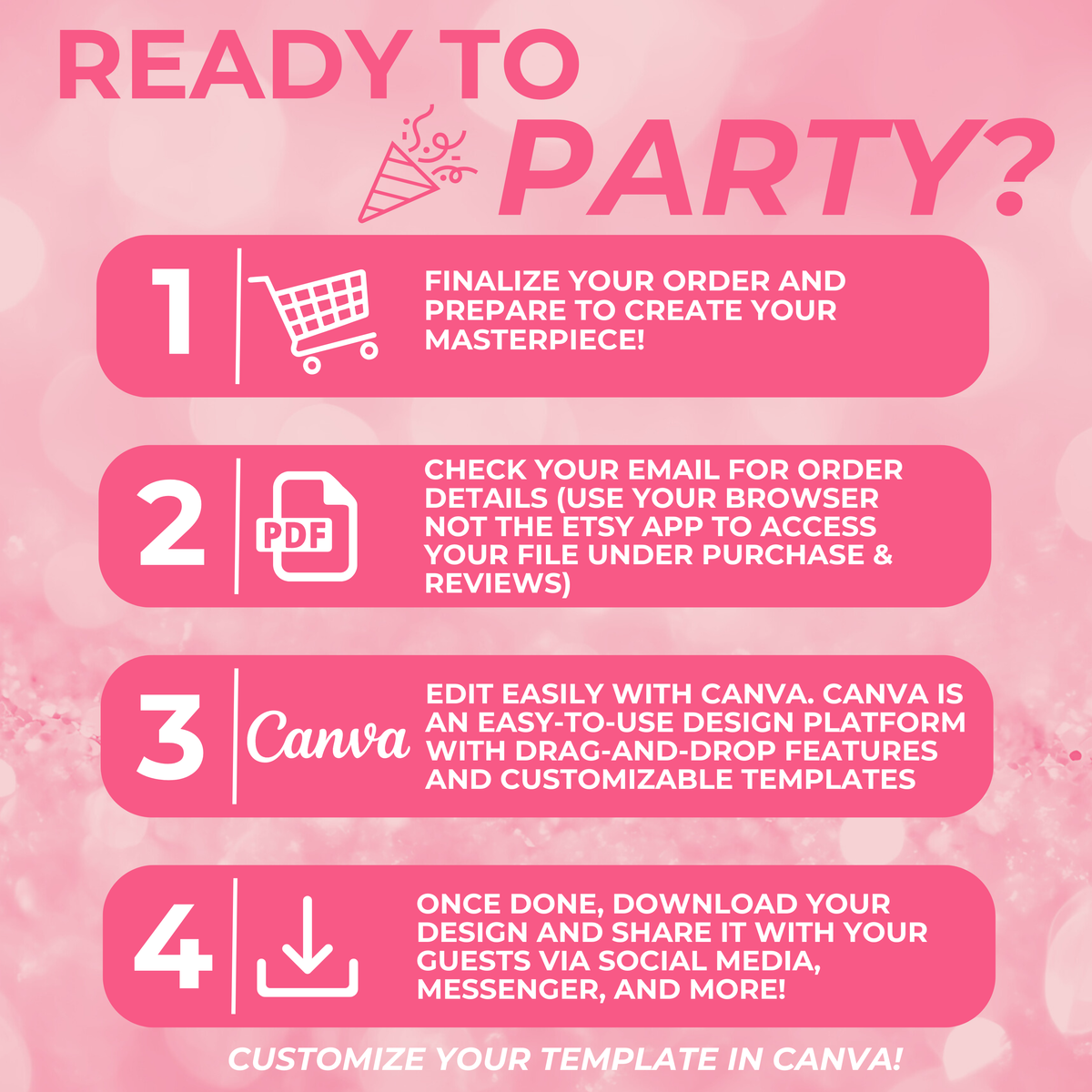 Pink and White Birthday Invite (50 Years Old)
