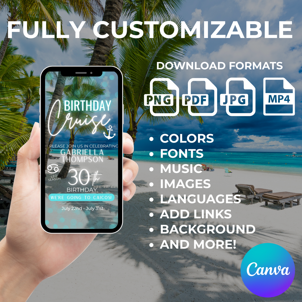 Blue Birthday Cruise Invite