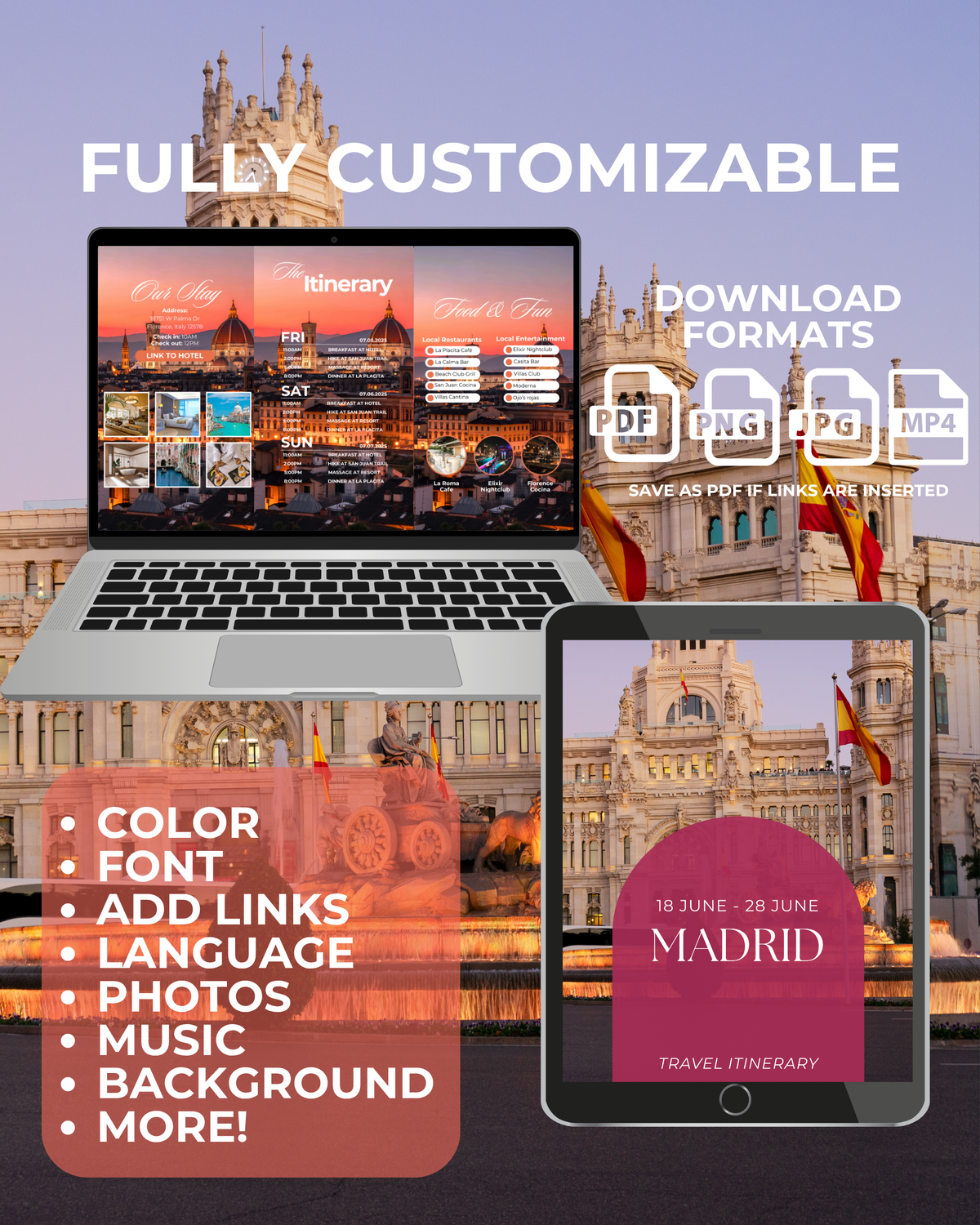 Spain Trip Itinerary Template