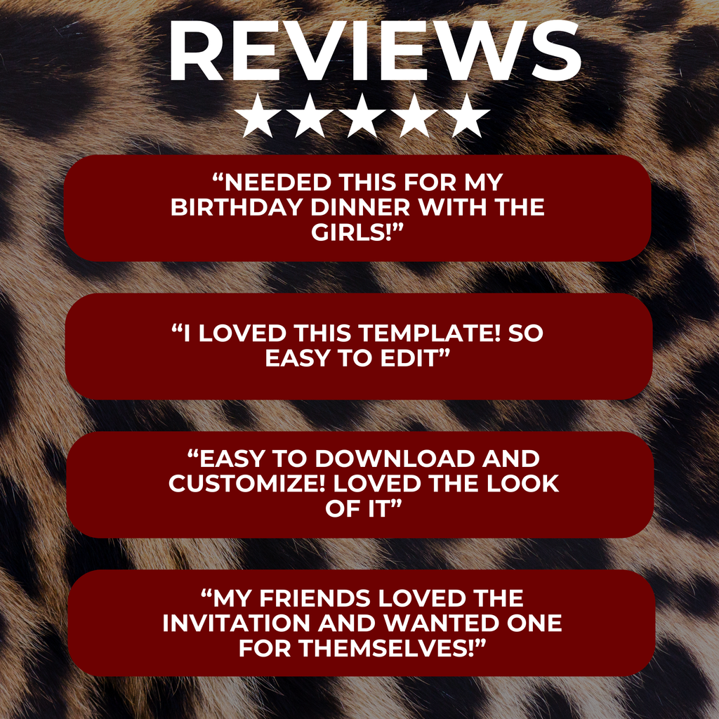 Big Mama Red and Cheetah Print Birthday Invite