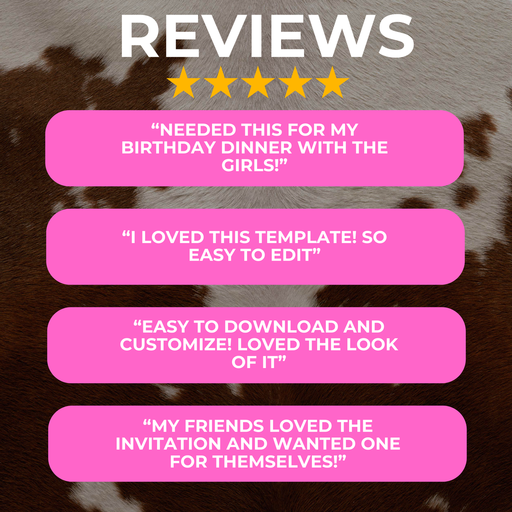Pink and Brown Cowgirl Themed Birthday Invite