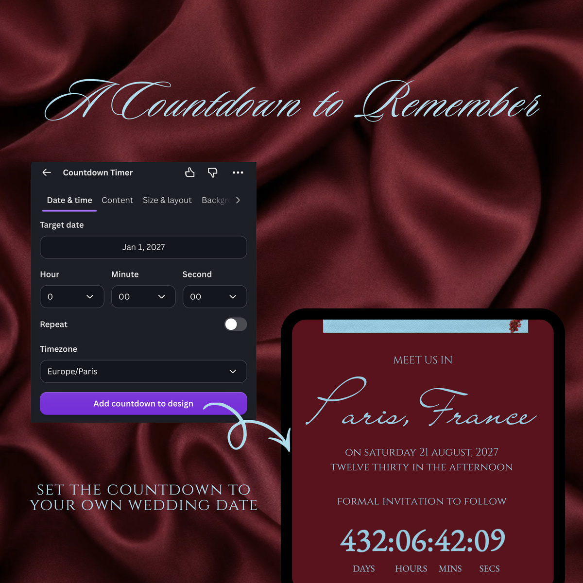 Burgundy and Blue Wedding Save the Date