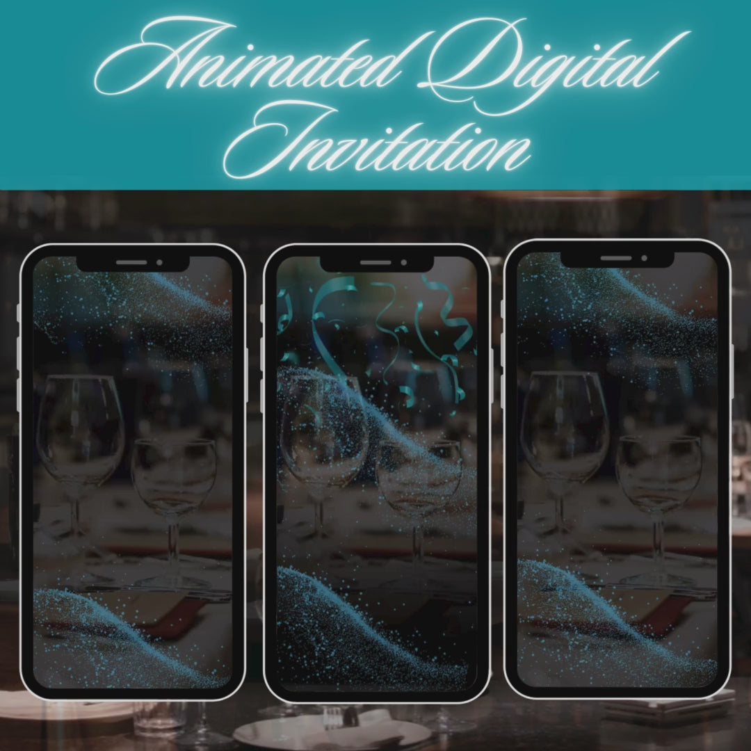 Blue Aquarius Birthday Invite