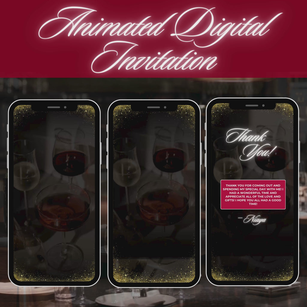 Red, Black and Gold Birthday Invite