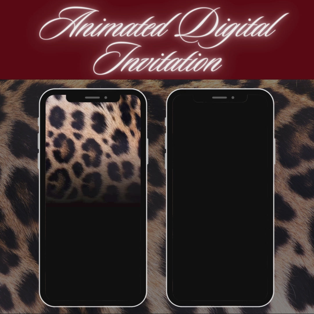 Big Mama Red and Cheetah Print Birthday Invite