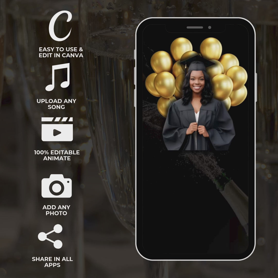 Gold and Black Graduation Party/Celebration Invite